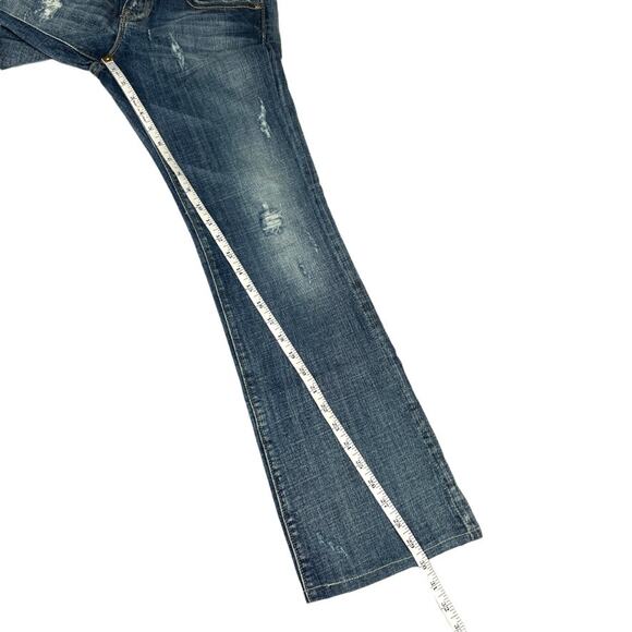 Vigoss Jeans Distressed Bootcut Medium Wash Blue Stretch Denim Women's Juniors 5 - Picture 7 of 13